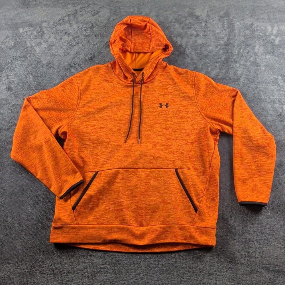 Under Armour ColdGear Fleece Hoodie Orange Men's XL Hoodie Pockets Logo